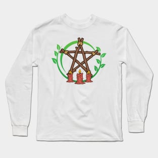 Wooden pentagram with candles Long Sleeve T-Shirt